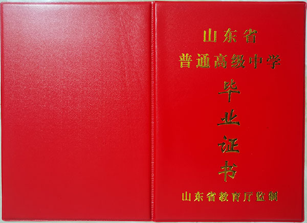 山东2001年高中毕业证图片（原版）